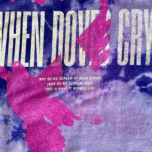 Prince Estate Womens When Doves Cry T-Shirt Purple Multicolor Tie Dye Large New - Picture 3 of 7